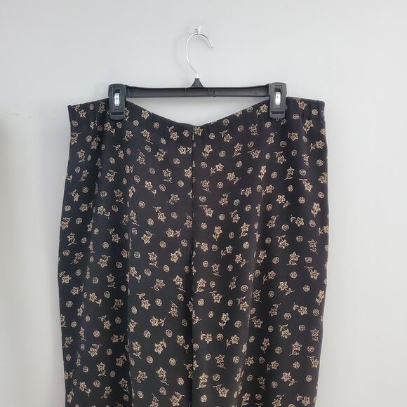 Pendleton Vintage Black Classic Floral Print Sheer Loose Fit Pants Size 14 - Picture 4 of 11